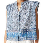 J.Crew  Flutter-sleeve button-up shirt in bandana block print Blue Small Photo 0