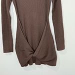 Pretty Little Thing NWT PLT LABEL Plus Dark Brown Knitted Twisted  Long Sleeves Mini Dress Size XXL Photo 5