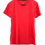 Adidas size medium v neck climalite short sleeve t-shirt bright pink coral color Photo 0