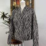 Covington  Blazer Jacket Women’s Large Black Beige Dark Academia Single Button Photo 1