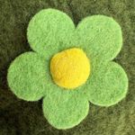 Vintage Nepal Handmade Felt flower & bauble zip Pouch in green lime & yellow nwt Photo 3