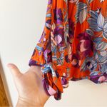 Free People Womens Printed Keepin On Tee Bright Red Floral Top Size Large Photo 13