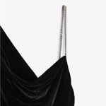 ZARA NWOT Blogger Fav Black Velvet Asymmetric Chain Velvet Dress Photo 5