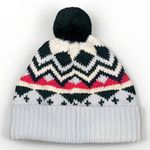 Tory Burch Wintery Fair Isle Hat Merino Wool Pom Pom Beanie Blue Green Pink OS Photo 1