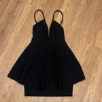 Lulus  Small Black Peplum Plunging Neckline Bodycon Mini Dress Stretchy Photo 1