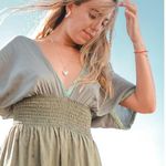 Floral Green Maxi Dress by T. ZOVICH Mixed Media Smocked Waist Crochet Trim Size M Photo 7