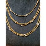 Women's Layered Gold Chain Pearl Necklace With Toggle Clasp Elegant Jewelry Photo 2