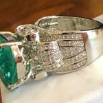 Ladies elegant large paraiba tourmaline emerald heart stone 925 ring 6 NIB Silver Photo 11
