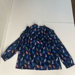 Michelle McDowell Leopard Love Navy LS Blouse – Chic Animal Print Flowy – Med Photo 3