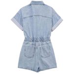 Womens Short Sleeve Denim‎ Romper Stomper Shorts Button Up Jean Jumpsuits Outfit Blue Size M Photo 1