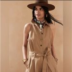 Banana Republic NEW  Camp Romper Women 10 Tan Khaki Linen Blend Button Front Photo 1