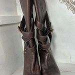 Chloé Paddington Leather Wrap Around Strap Mid Calf Boots Brown Women's 40 / 9 Photo 4