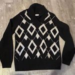 Liz Claiborne  Sweater L Vintage Black‎ And White Diamond Design bag 7 Photo 0