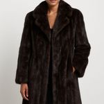 Revillon Paris Brown Black Vintage 70s Genuine Mink Fur Full Length Coat Size L Photo 0