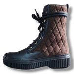 Tod's  Diamond Quilted Lace-up Boot In Black Multi Size 34.5 (US 4.5) Photo 0