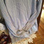 White House | Black Market WHBM Light Blue Metallic knit Snap Cowl Neck Sweater lace accent sz xs Photo 5