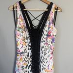 Bebe Vintage  Y2K Lace Up Bodycon Mini Dress Women's Small Multicolor Floral Photo 5