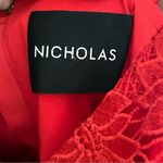 Nicholas Floral Lace Rouleau Ball Dress in Hibiscus Red Size 6 Photo 8