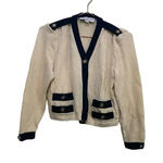 St. John Collection  Cream Long Sleeve Button-Down Basic Jacket Size P Photo 0