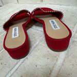 Steve Madden Lipstick Red Slides Silver Ball Trim Faux Suede Sample Shoe Unique Photo 2