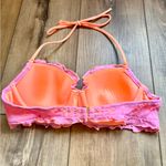 Victoria's Secret Victoria’s Secret Pink/Coral Lace Overlay Bikini Top | Halter | EUC | 34B Photo 4