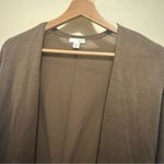 J Jill Brown Open Front Cardigan Sweater Linen Blend Size L Photo 2