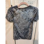 Occasion Crushed Velvet Short Sleeve Top Metallic Shimmer Casual Evening Small Gray Photo 5