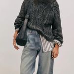 Free People NWT Frankie Black Cableknit Sweater Photo 0