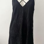 Lush Clothing LUSH Dress Womens Medium Black Lace Mini Shift Sleeveless Strappy Photo 2