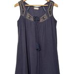 Altar'd State  Embroidered Tassel Swing Sleeveless Lined Tank Dress Blue S Photo 0