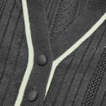 Adrianna Papell Navy Ribbed Knit Polo Shirt White Trim Short Sleeve Womens Small Photo 4