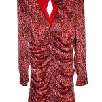 En Saison Razzalind Mini Dress size M NWT Ruched Raspberry Leopard Long sleeve Orange Size M Photo 7