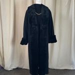 Vintage Black Wool Maxi Coat w/ Plush Faux Fur Collar & Cuffs Size 16 Photo 1