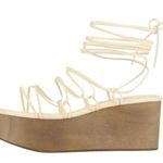 Jeffrey Campbell  x Free People Platform Sandals Womens 8 Cream Lace Up Wedges Photo 0