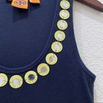 Tory Burch Navy Ribbed Embellished Tank Top L Photo 4