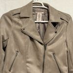 Philosophy Moto Biker Zip Faux Suede Jacket Beige Womens MED Edgy Urban Chic Photo 1