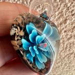 Heart blue glass lamp work pendant Photo 5
