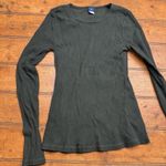 Old Navy Womens Junior XS Forest Dark Green Long Sleeve Shirt Tee Ribbed Photo 0