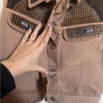 Cache Vintage Y2K Western Denim Vest Sz M in Brown Multi Color Photo 3