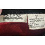 Selene Sport Floral Embroidered Blouse Velvet Trim Button Down Red XL Black Photo 3