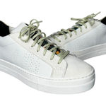 P448 John Low Top Leather Sneakers Women’s 39 8.5 White Gold Metallic Italy Made Photo 0