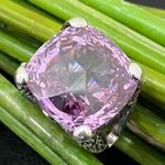 Amethyst Vintage Purple & Marcasite 925 Sterling Silver 16mm Cocktail Ring Sz 8 Photo 1