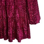 How Very Loved Mini Dress Womens S Fuschia Pink Sequin Long Sleeve Birthday Photo 4