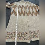 Debut  Womens M/L Open Cardigan Tribal Geometric Pattern Long Sweater Beige Brown Photo 6