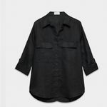 Aritzia NEW  Babaton Button Up Utility Linen Shirt Black Photo 8