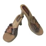 Fioni  90's Y2K Vintage, Brown Leather Floral Open Toe Heel 8.5 Photo 5