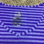 Danskin Now Athletic Semi Fitted V- neck Purple Striped Short Sleeve Shirt Size Medium Photo 1