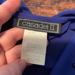 Casadei Vtg 80s Blue Draped DECO Beaded FLAPPER Dynasty Party‎ Gatsby Cocktail Dress 14 Photo 4