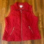 Christopher & Banks  Vest XL Scarlet Red Quilted Vest Silver Zip Up Pockets Photo 0