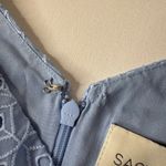 Sachin & Babi Blue Eyelet Maxi Dress Size 10 Puff Sleeve Belted Wedding Feminine Photo 8